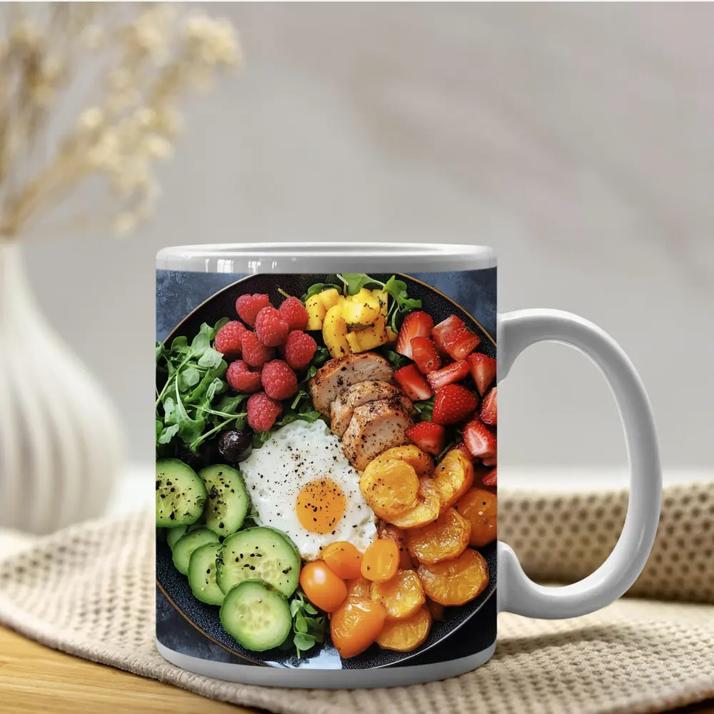Colorful Breakfast Bowl With Egg Chicken Berries – Mugs
