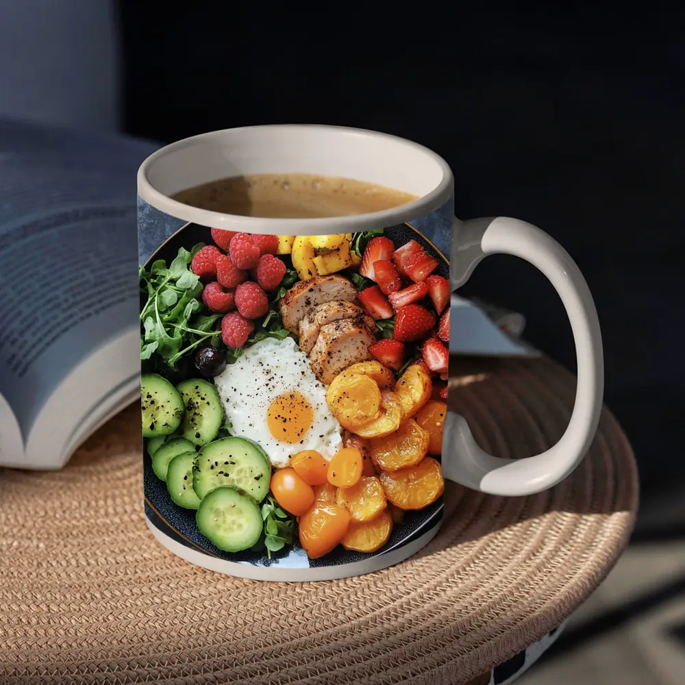 Colorful Breakfast Bowl With Egg Chicken Berries – Mugs