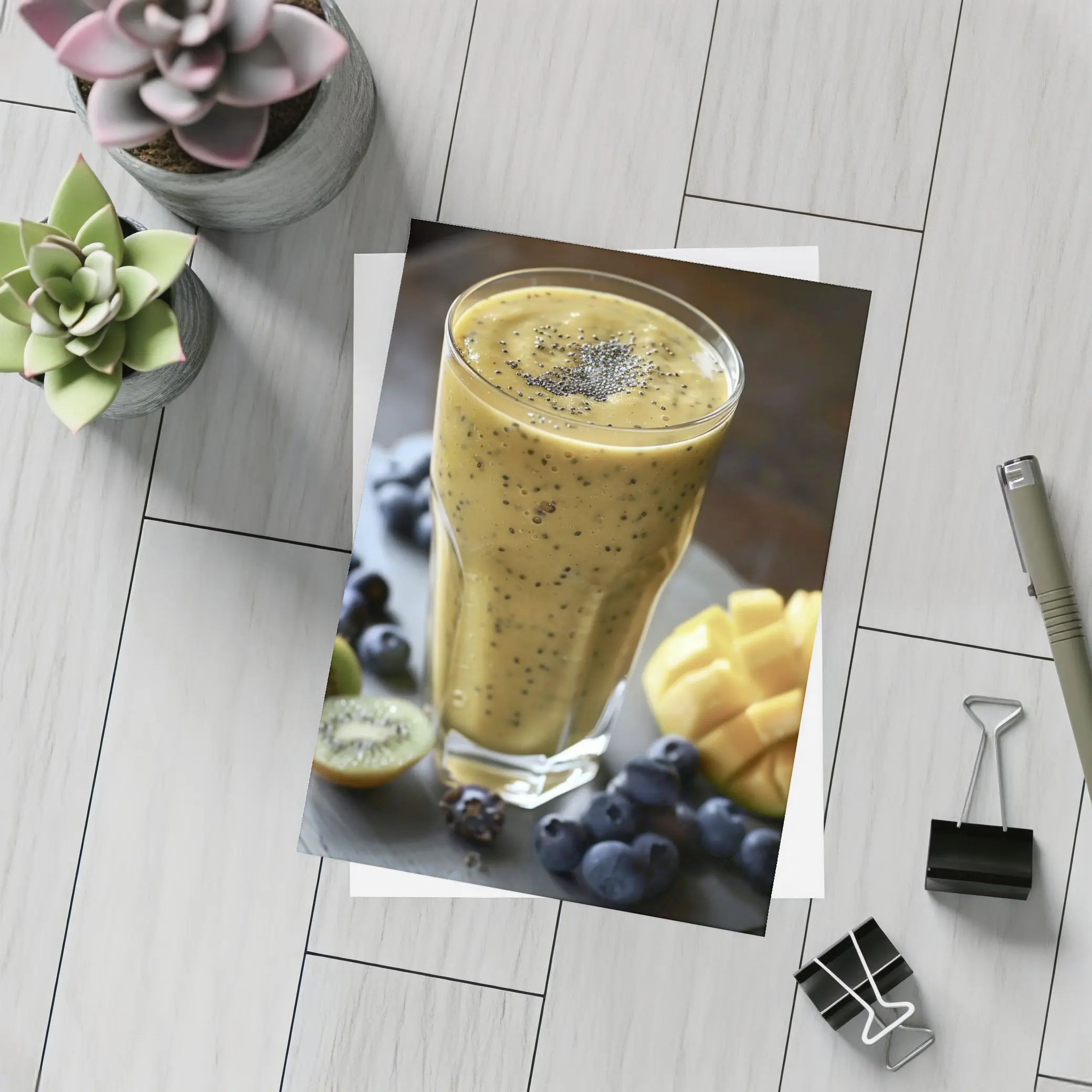 Mango Kiwi Blueberry Smoothie Chia Seeds – Postcards