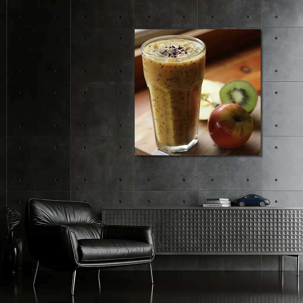 Kiwi Apple Smoothie on Wooden Table – Wall Art