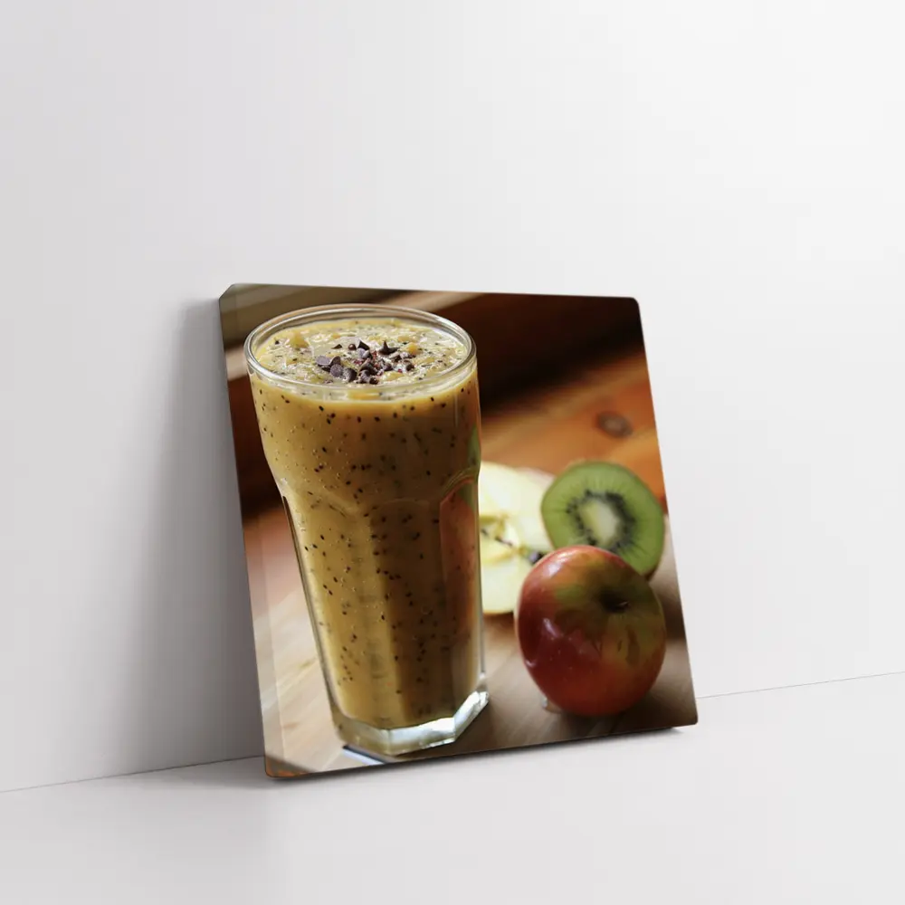 Kiwi Apple Smoothie on Wooden Table – Wall Art