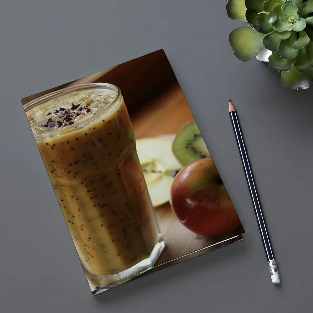 Kiwi Apple Smoothie on Wooden Table – Notebooks