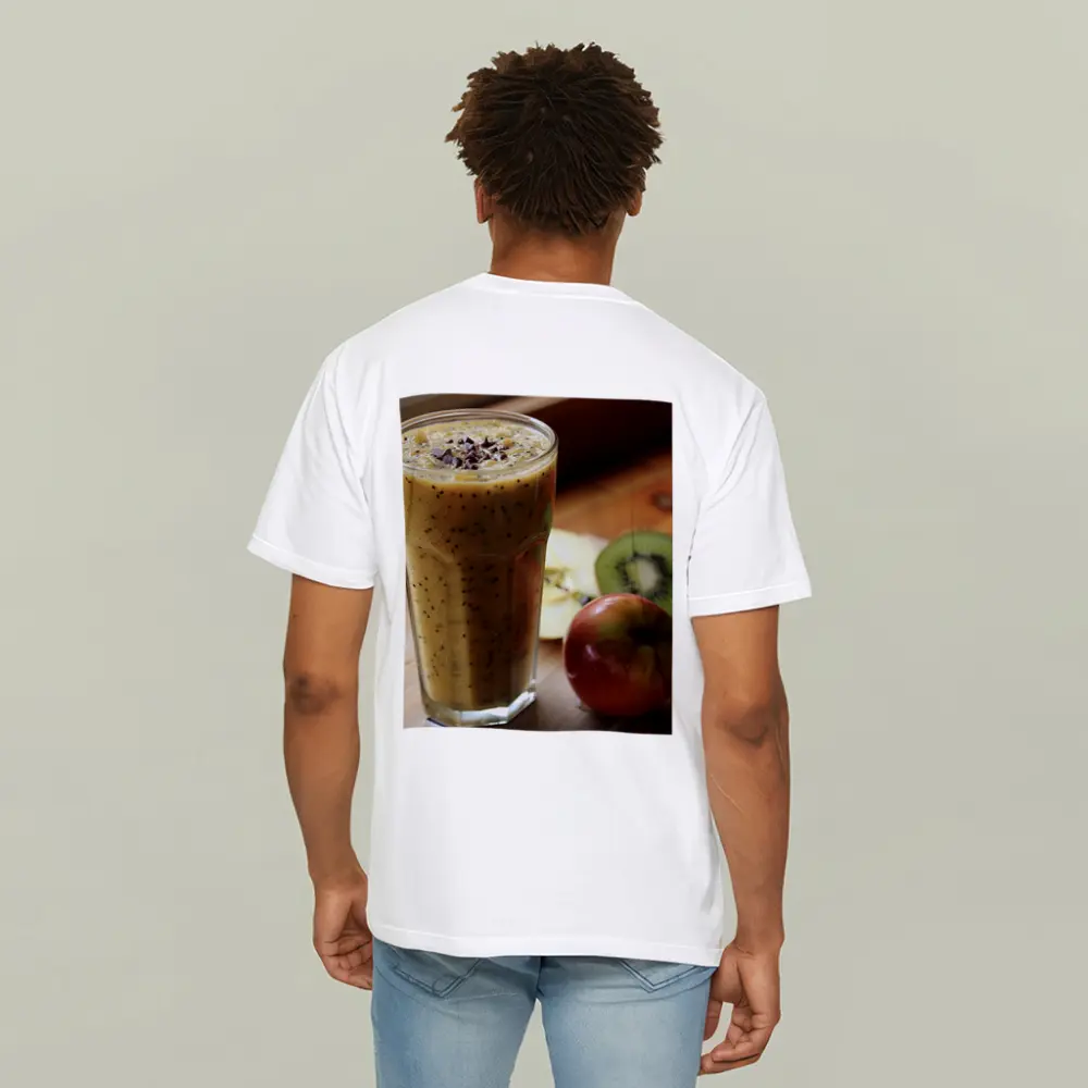 Kiwi Apple Smoothie on Wooden Table – T-Shirts