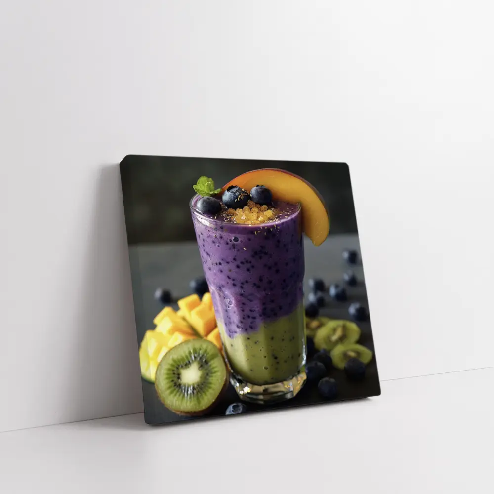 Layered Blueberry Kiwi Mango Smoothie Glass – Wall Art