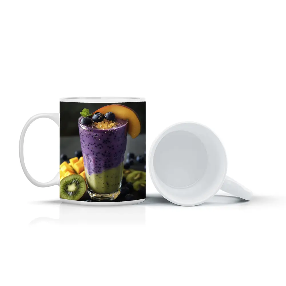 Layered Blueberry Kiwi Mango Smoothie Glass – Mugs