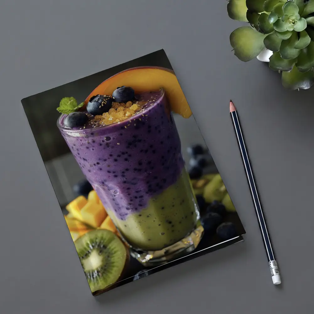 Layered Blueberry Kiwi Mango Smoothie Glass – Notebooks