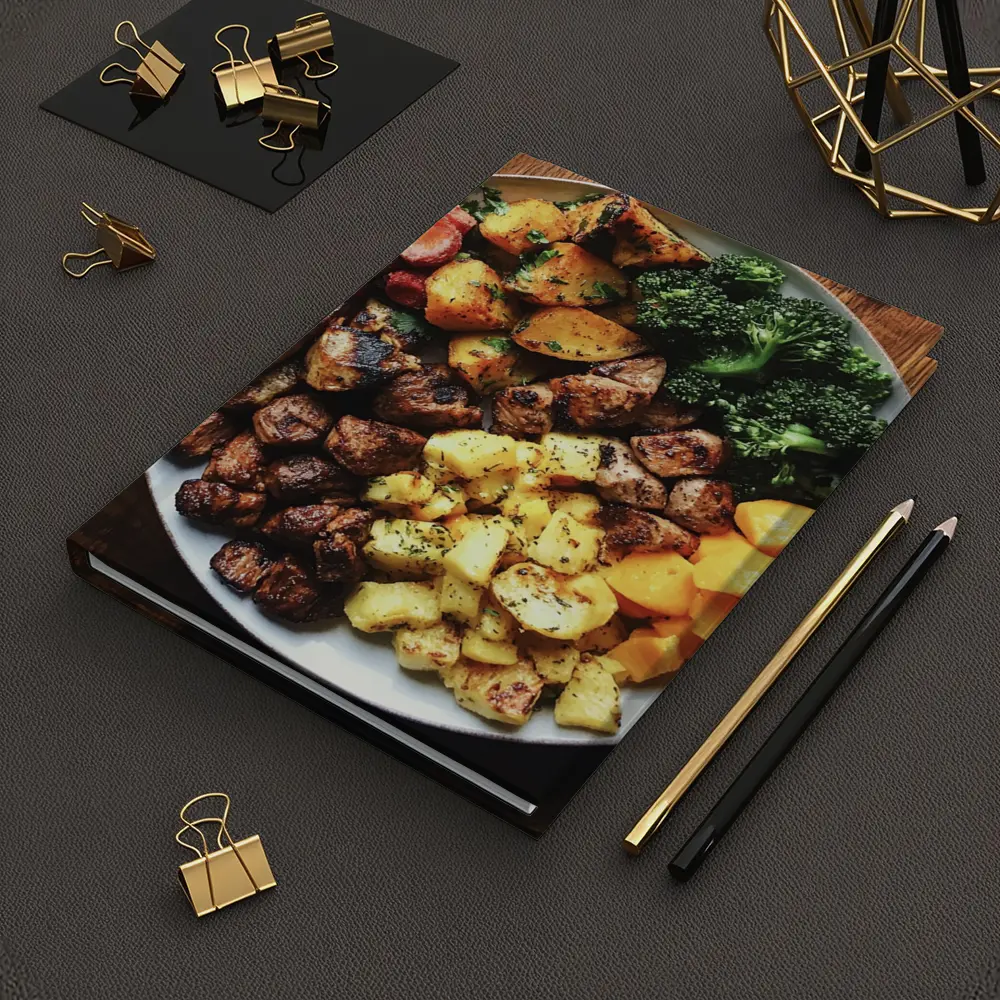 Grilled Meat Bowl Broccoli Potatoes Mango Plate – Notebooks