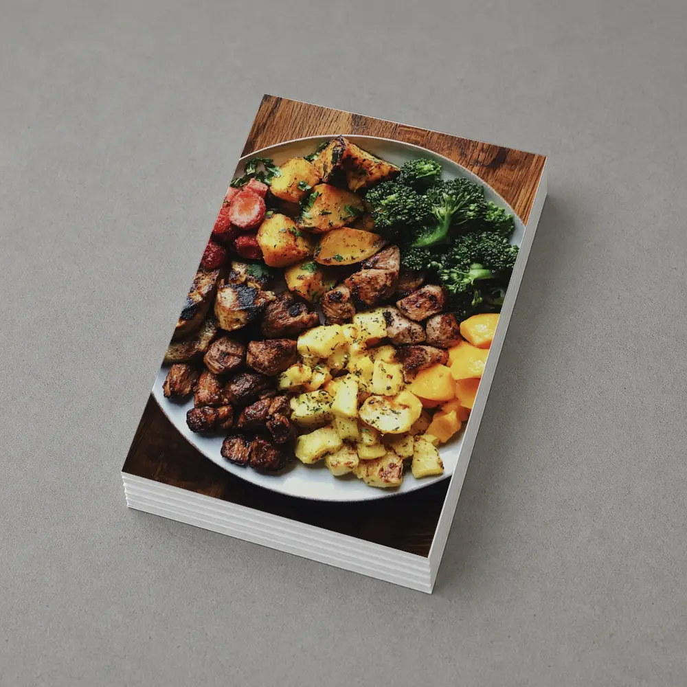 Grilled Meat Bowl Broccoli Potatoes Mango Plate – Postcards