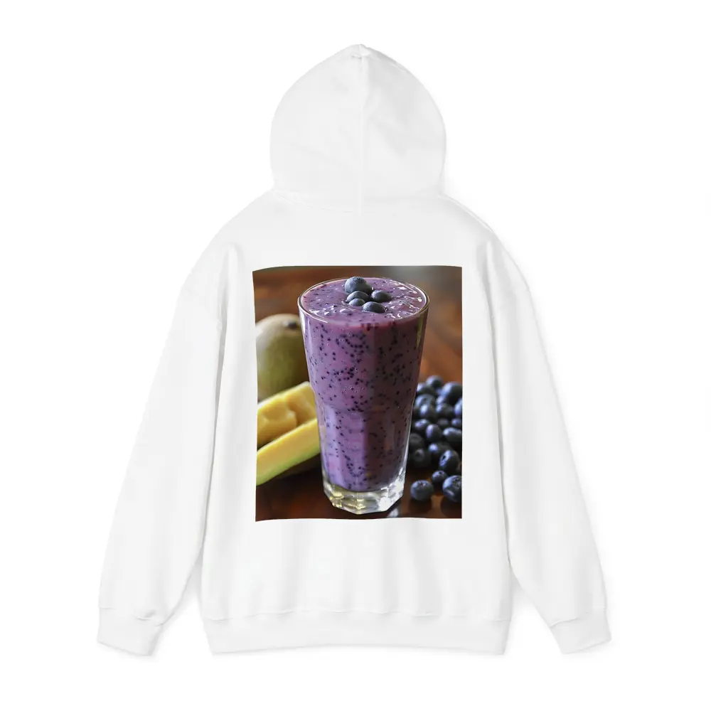 Blueberry Mango Smoothie on Wooden Table – Hoodies
