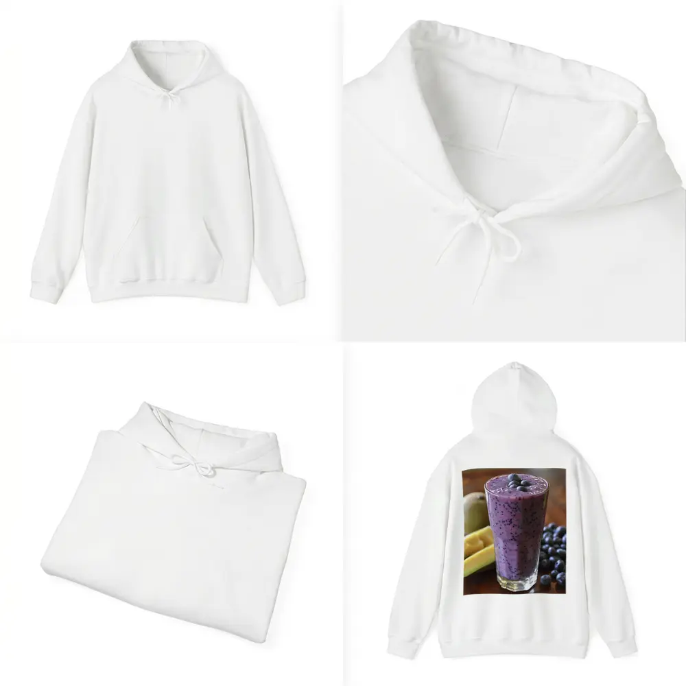 Blueberry Mango Smoothie on Wooden Table – Hoodies