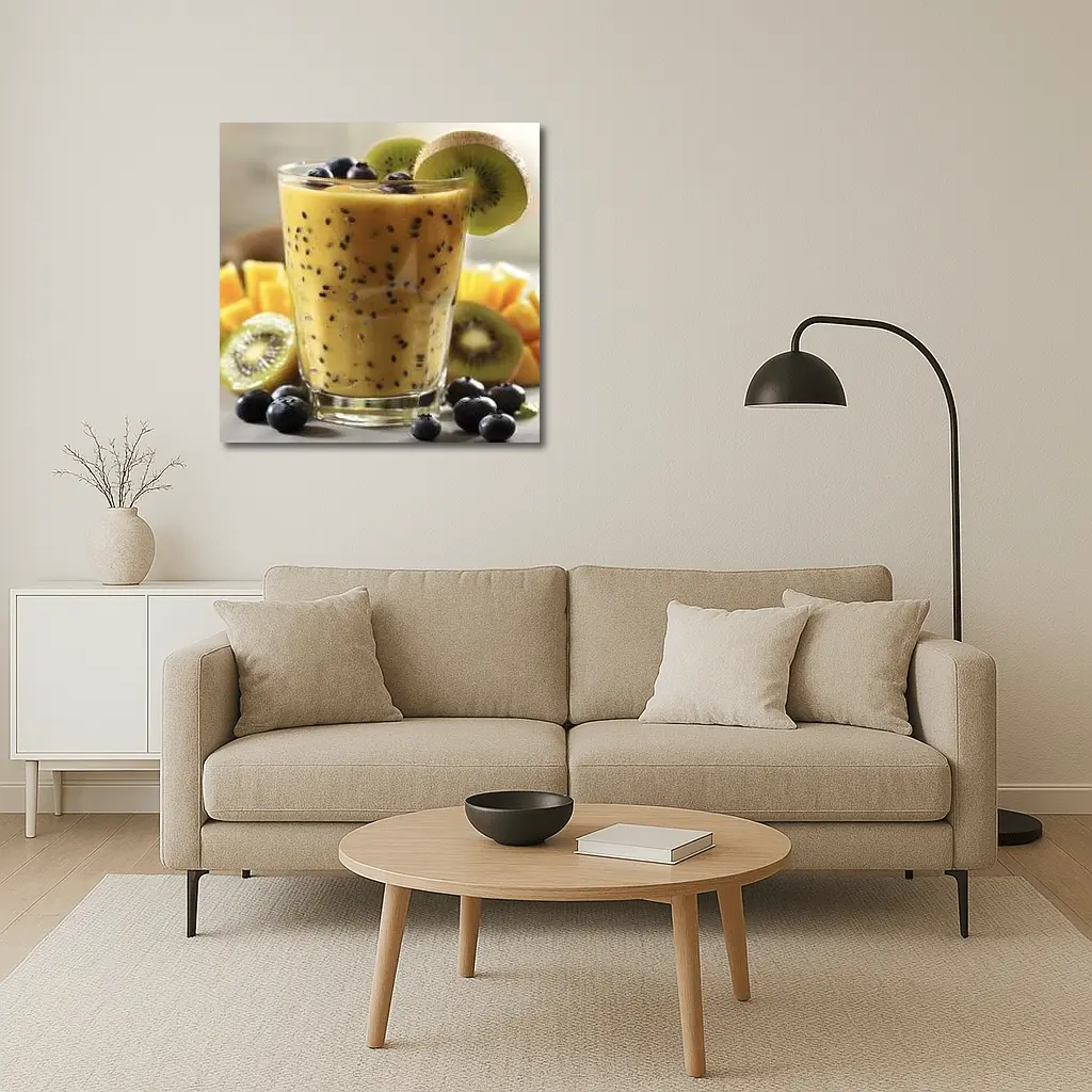 Mango Kiwi Blueberry Smoothie With Chia Seeds – Wall Art