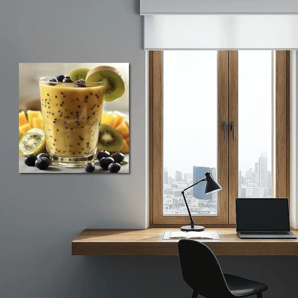 Mango Kiwi Blueberry Smoothie With Chia Seeds – Wall Art