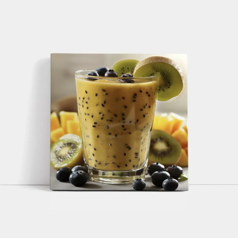 Mango Kiwi Blueberry Smoothie With Chia Seeds – Wall Art
