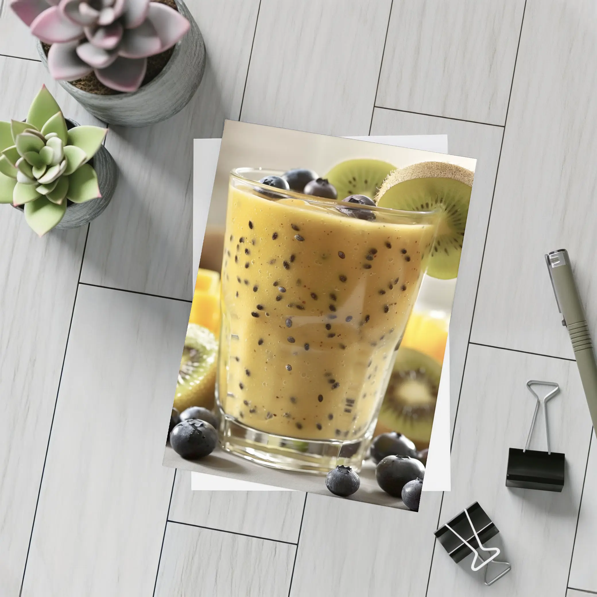 Mango Kiwi Blueberry Smoothie With Chia Seeds – Postcards