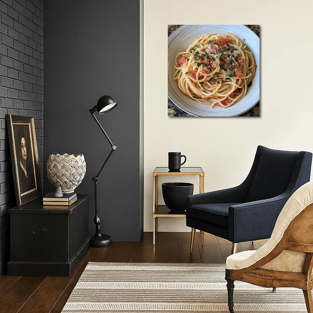 Spaghetti Tomato Sauce Basil Parmesan Bowl – Wall Art