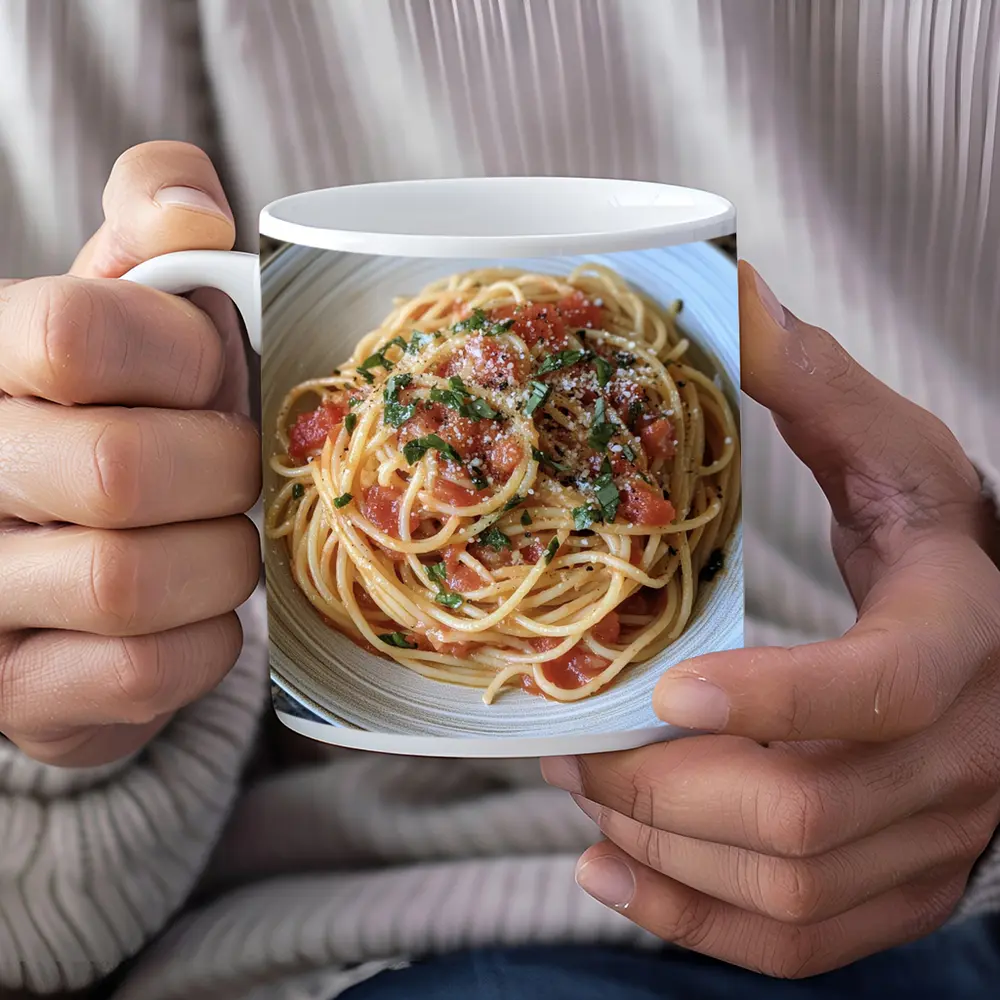 Spaghetti Tomato Sauce Basil Parmesan Bowl – Mugs