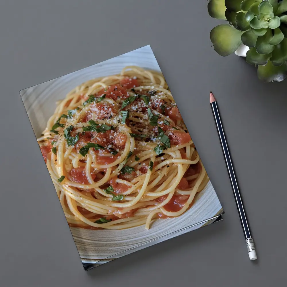 Spaghetti Tomato Sauce Basil Parmesan Bowl – Notebooks