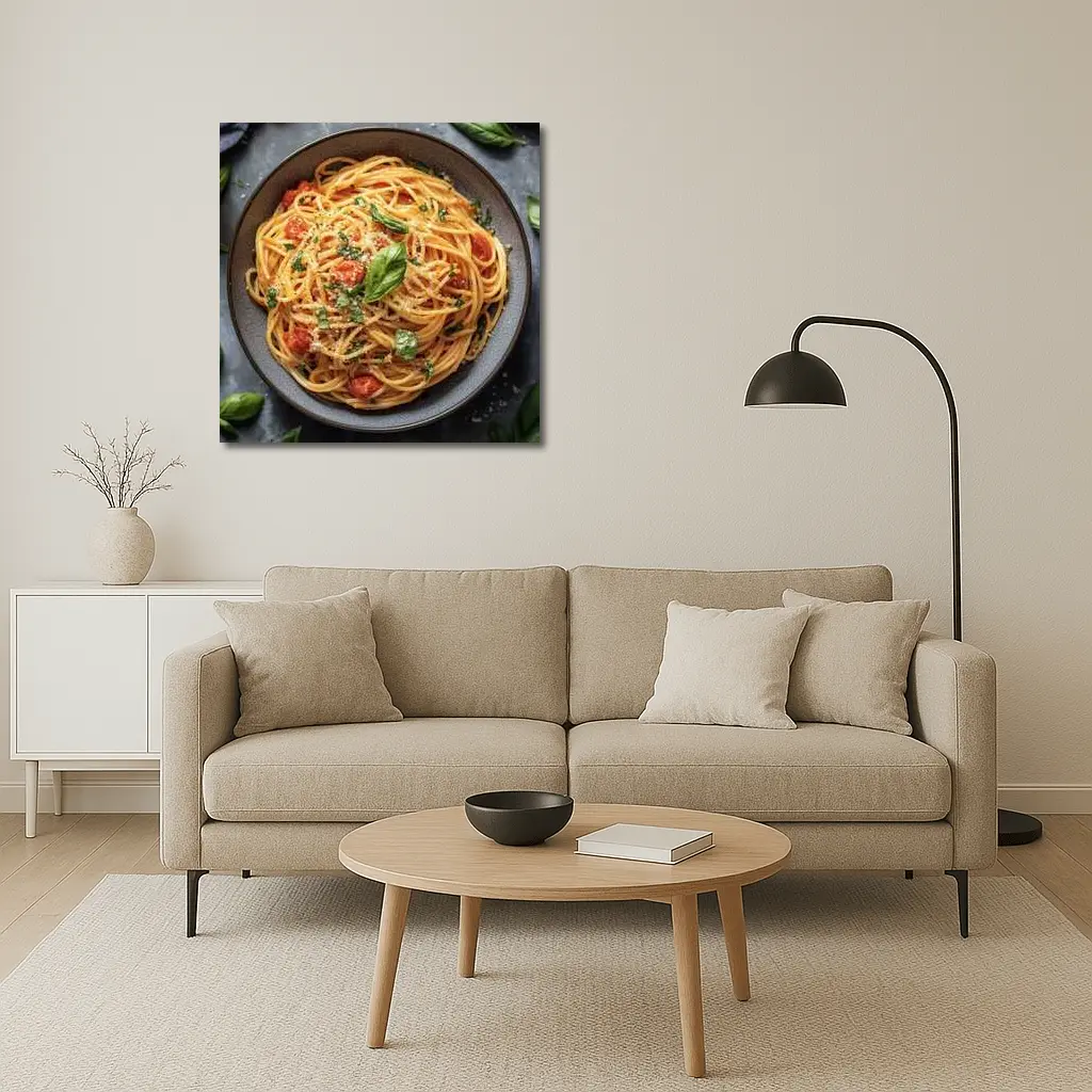 Spaghetti Tomato Basil Parmesan Dark Bowl – Wall Art