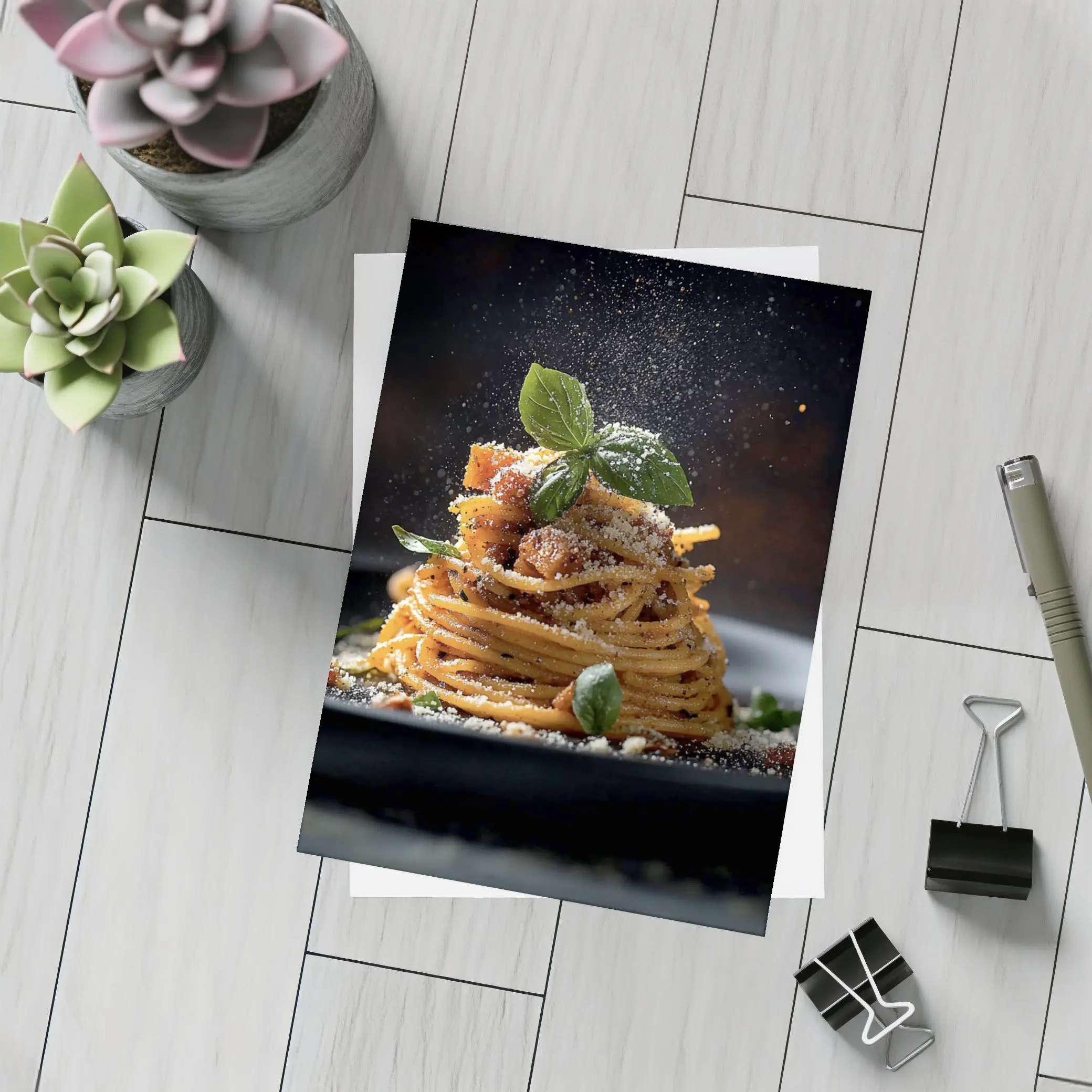 Spaghetti Bolognese Dark Dramatic Fine Dining – Postcards