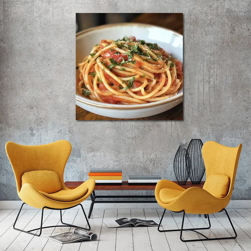 Spaghetti Tomato Sauce Basil Parmesan Bowl – Wall Art