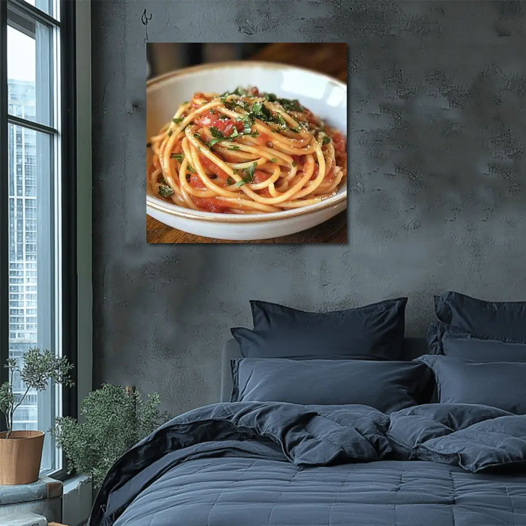 Spaghetti Tomato Sauce Basil Parmesan Bowl – Wall Art