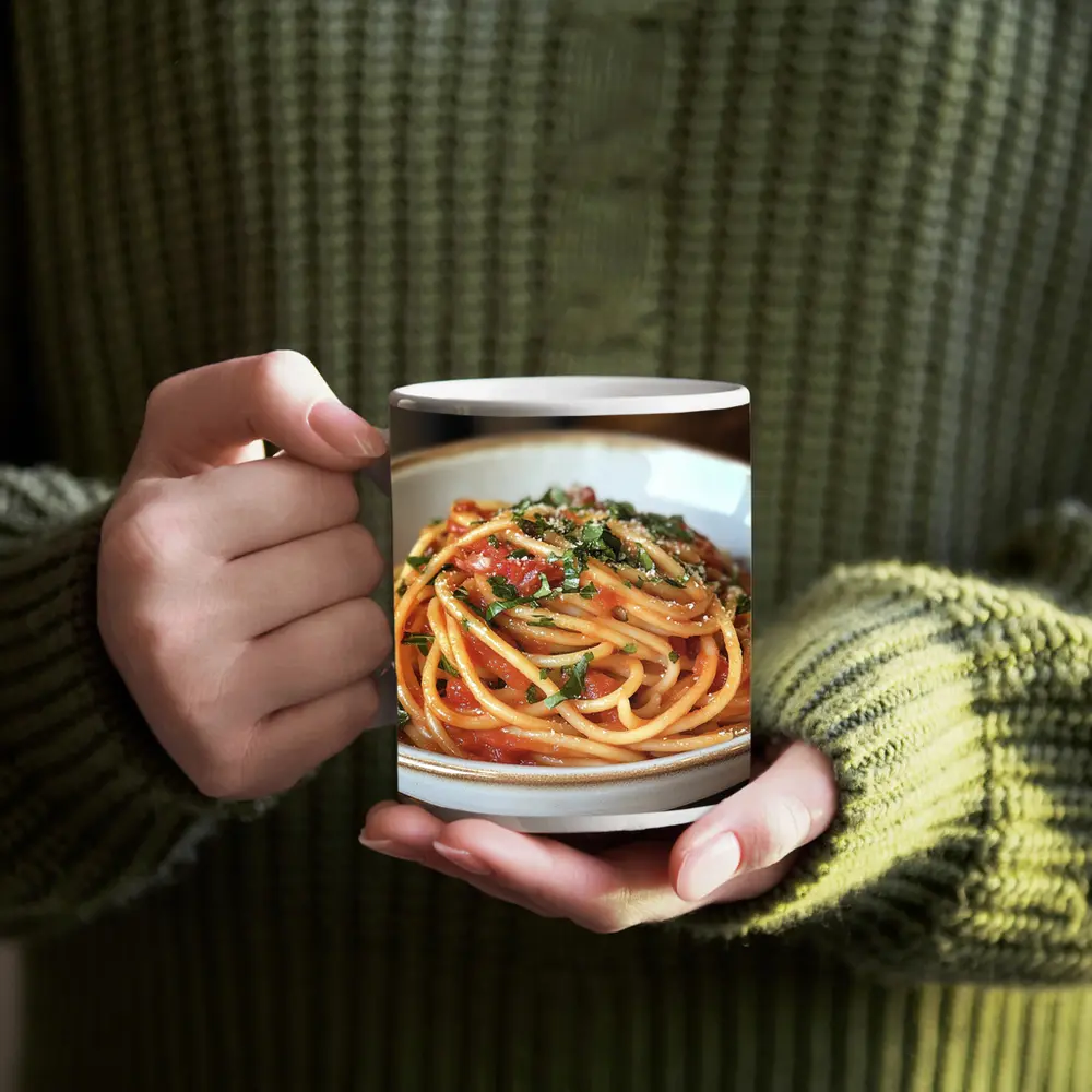 Spaghetti Tomato Sauce Basil Parmesan Bowl – Mugs