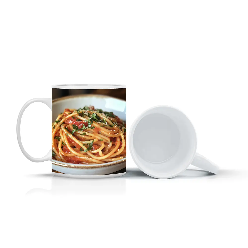 Spaghetti Tomato Sauce Basil Parmesan Bowl – Mugs