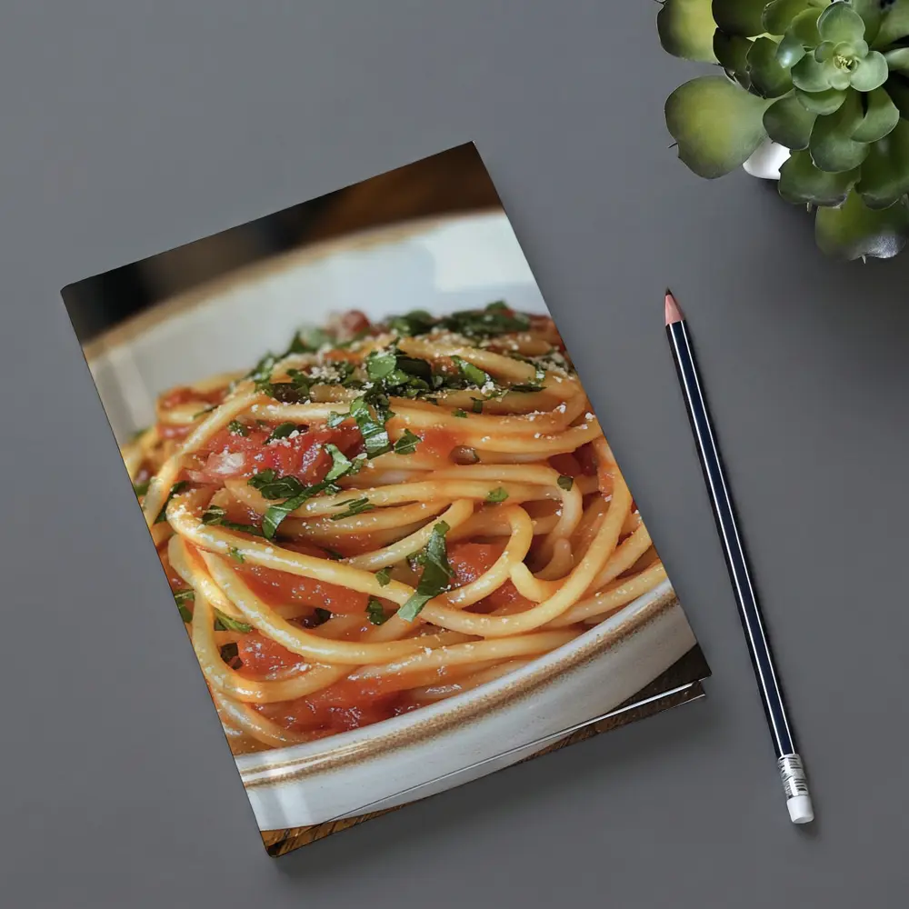 Spaghetti Tomato Sauce Basil Parmesan Bowl – Notebooks