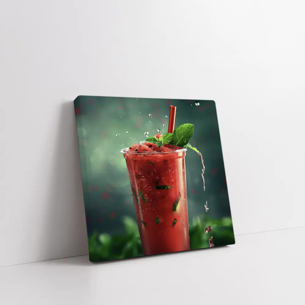 Watermelon Mint Slush Drink Green Background – Wall Art