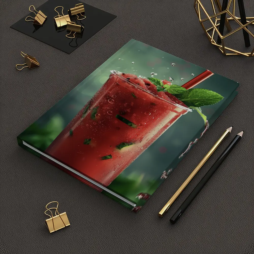 Watermelon Mint Slush Drink Green Background – Notebooks