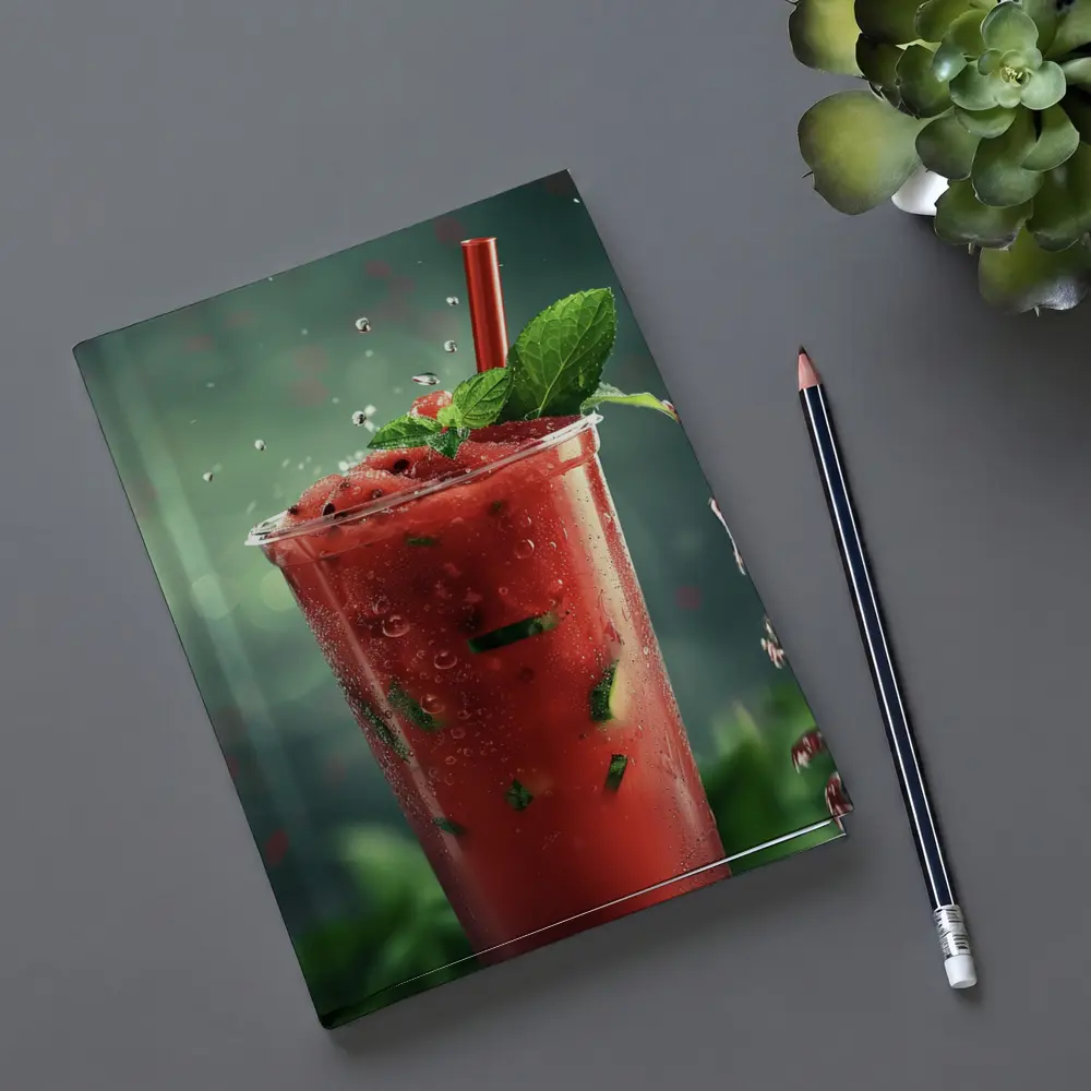 Watermelon Mint Slush Drink Green Background – Notebooks