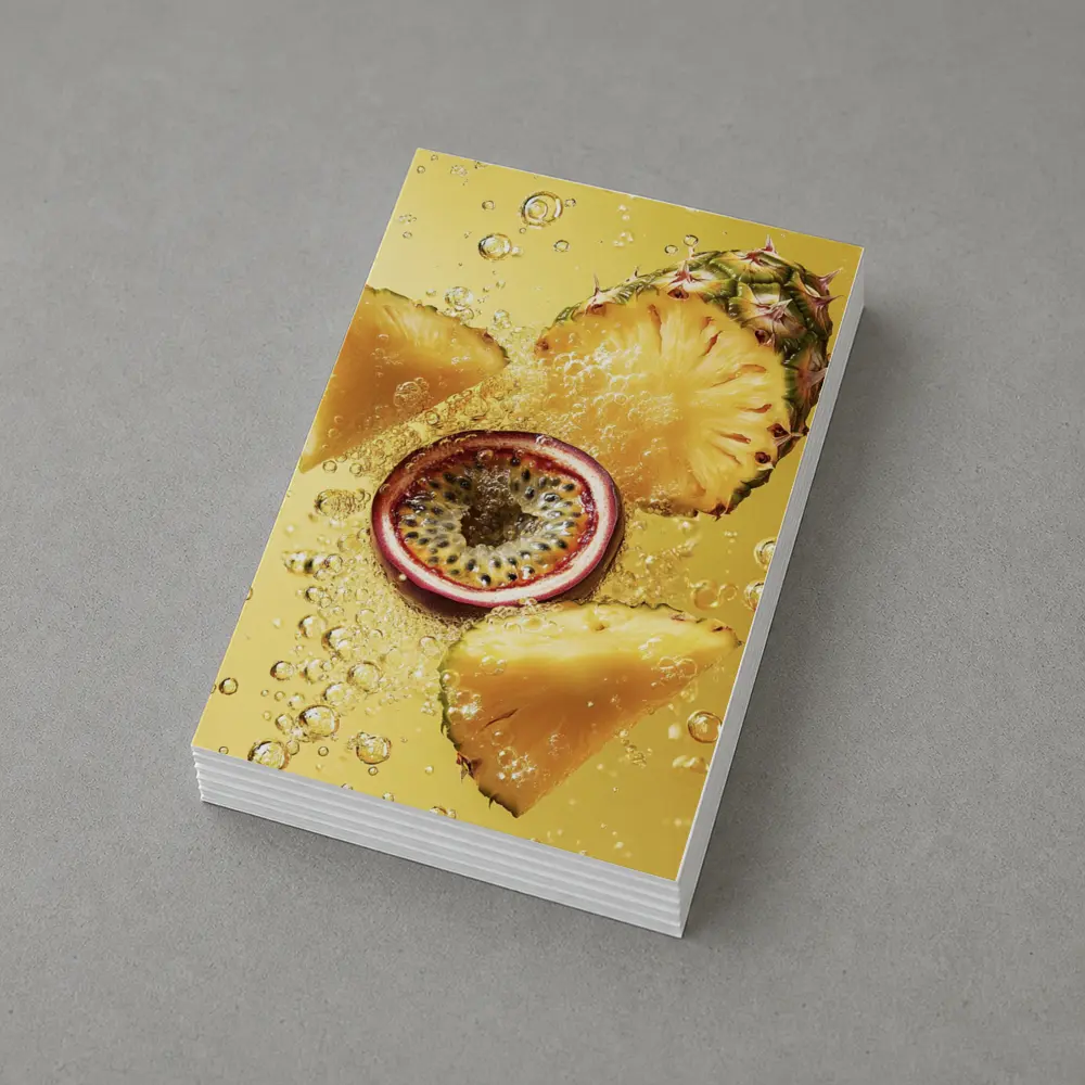 Pineapple Passion Fruit Splash Yellow Background – Postcards