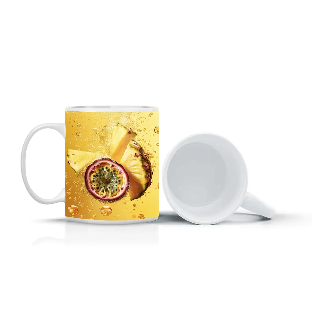 Pineapple Passion Fruit Splash Golden Background – Mugs