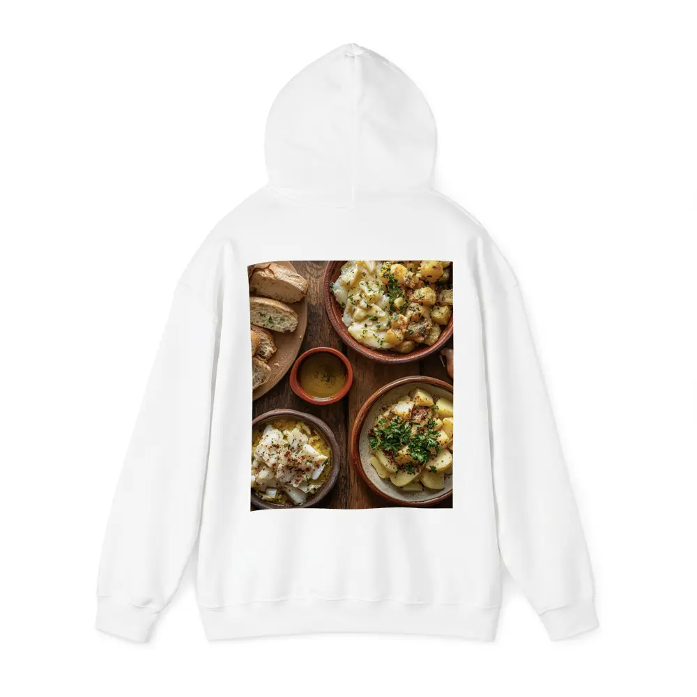 Salted Cod Potatoes Rustic Wooden Table – Hoodies