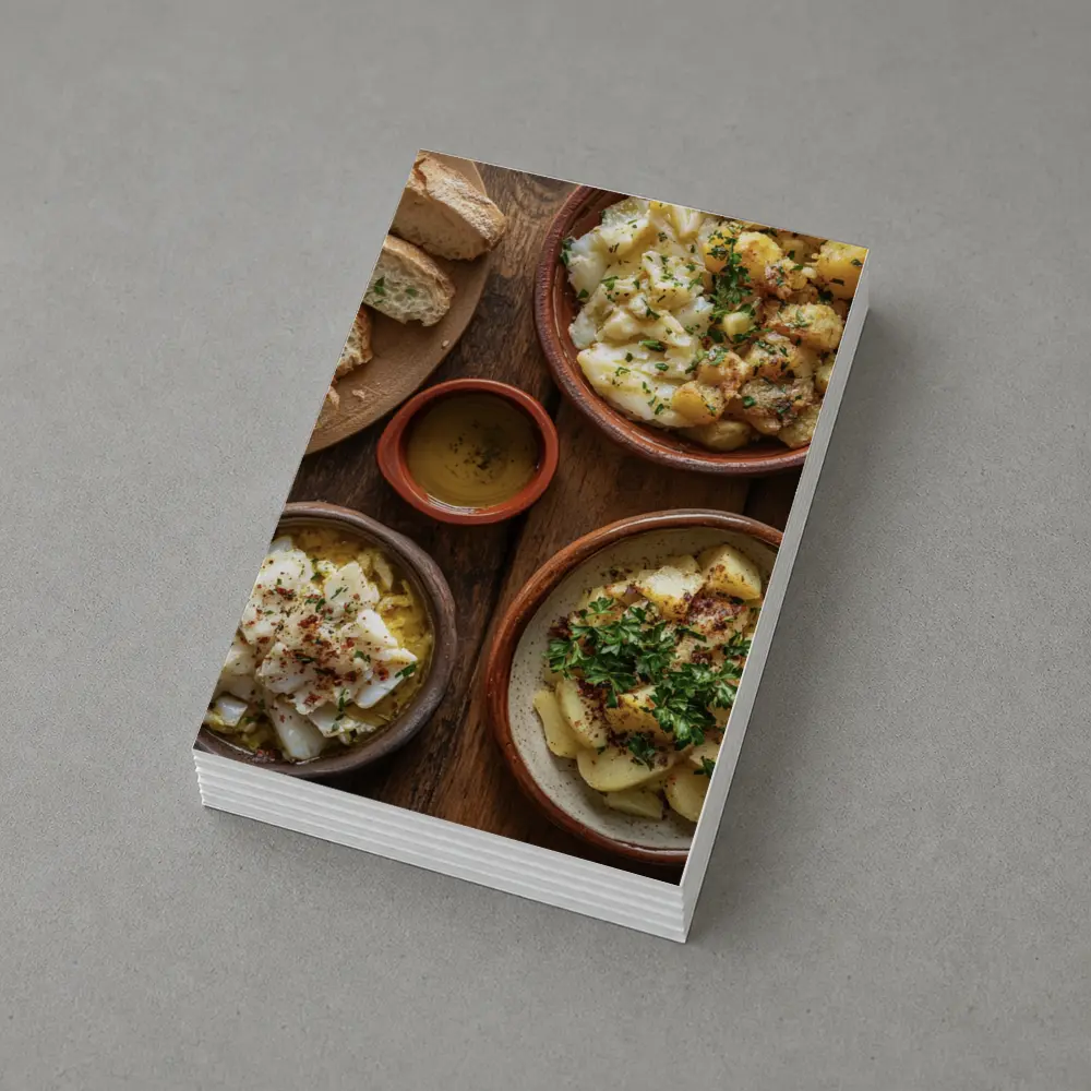 Salted Cod Potatoes Rustic Wooden Table – Postcards