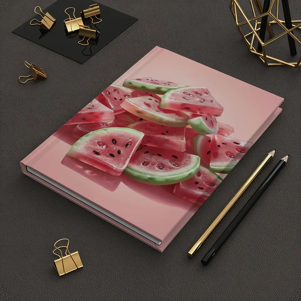 Watermelon Gummy Candy Pile Pink Background – Notebooks
