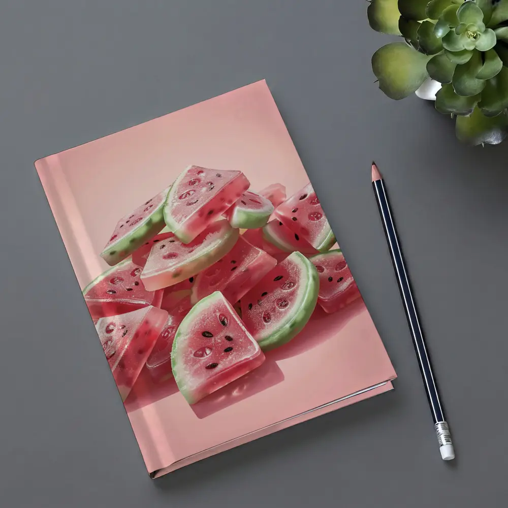 Watermelon Gummy Candy Pile Pink Background – Notebooks