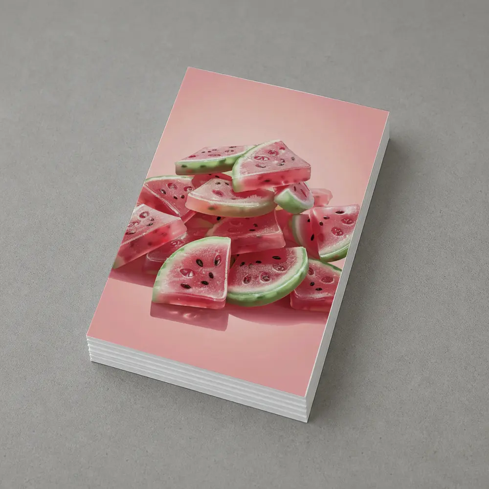 Watermelon Gummy Candy Pile Pink Background – Postcards