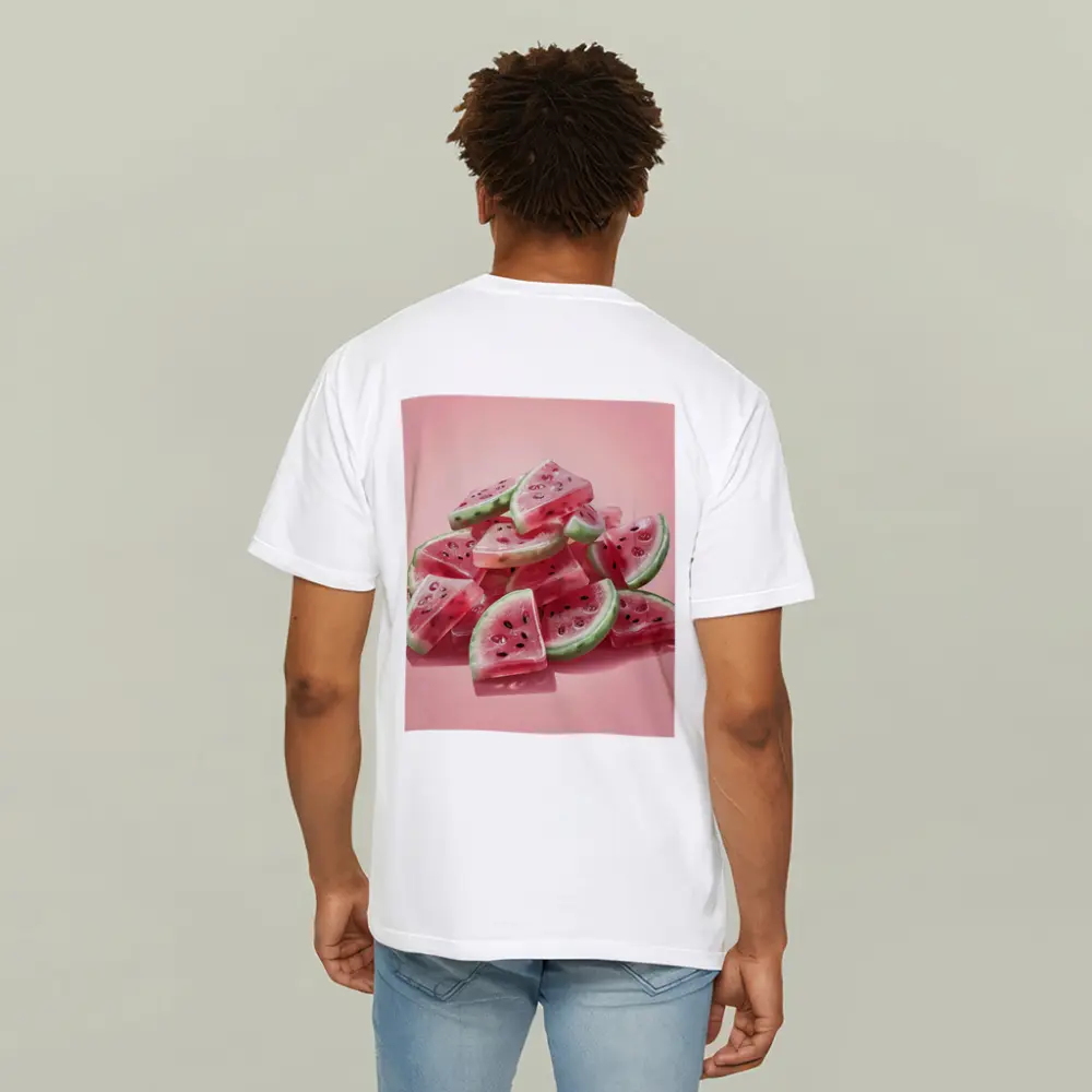Watermelon Gummy Candy Pile Pink Background – T-Shirts