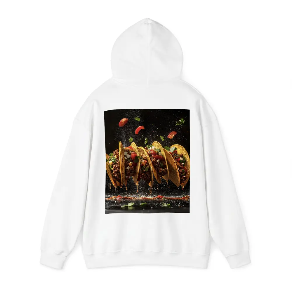 Crispy Beef Tacos Flying Dark Background – Hoodies