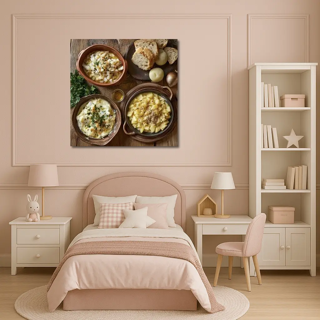 Bacalhau Portuguese Cod Dishes Rustic Table – Wall Art