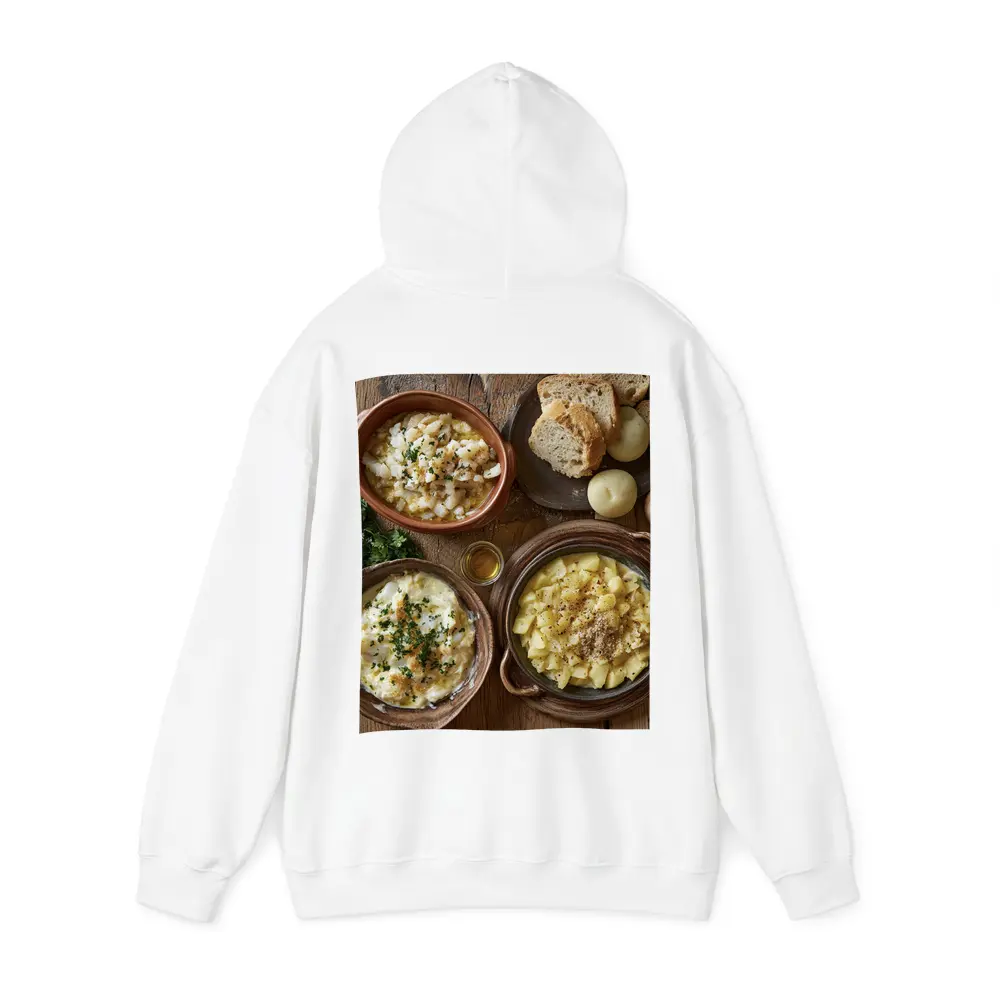 Bacalhau Portuguese Cod Dishes Rustic Table – Hoodies