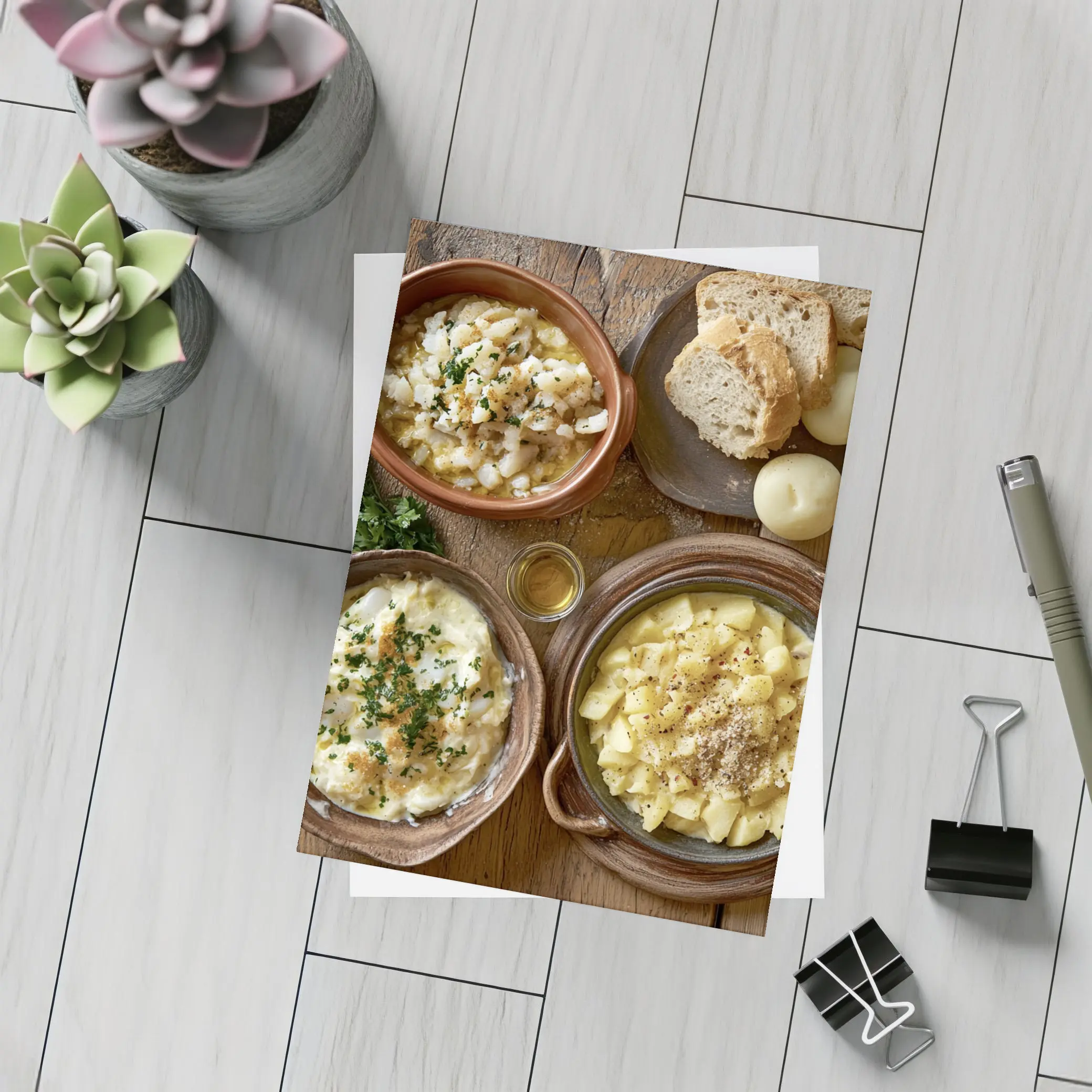 Bacalhau Portuguese Cod Dishes Rustic Table – Postcards