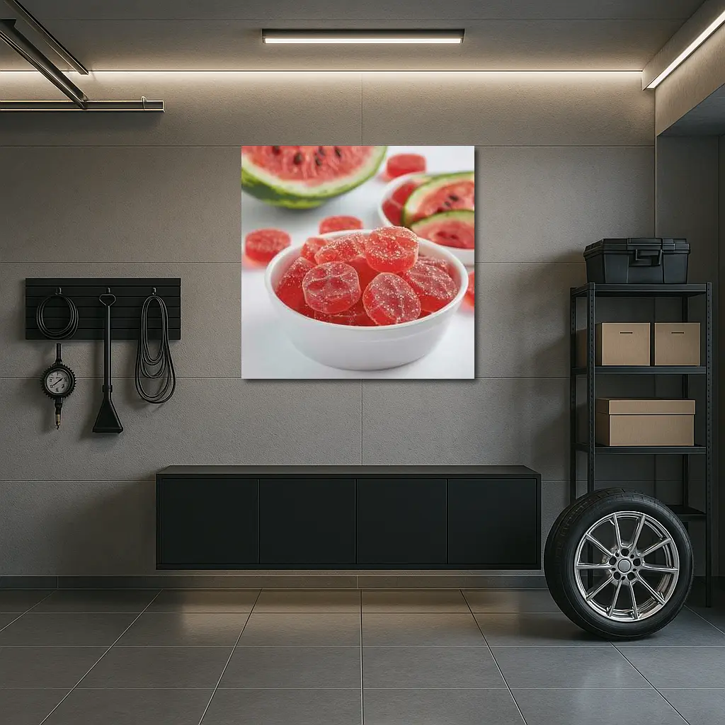 Watermelon Sour Gummy Candies White Bowl – Wall Art