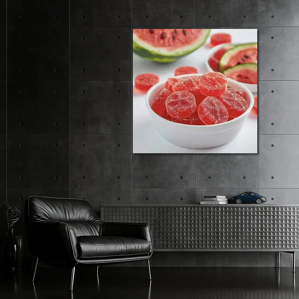 Watermelon Sour Gummy Candies White Bowl – Wall Art