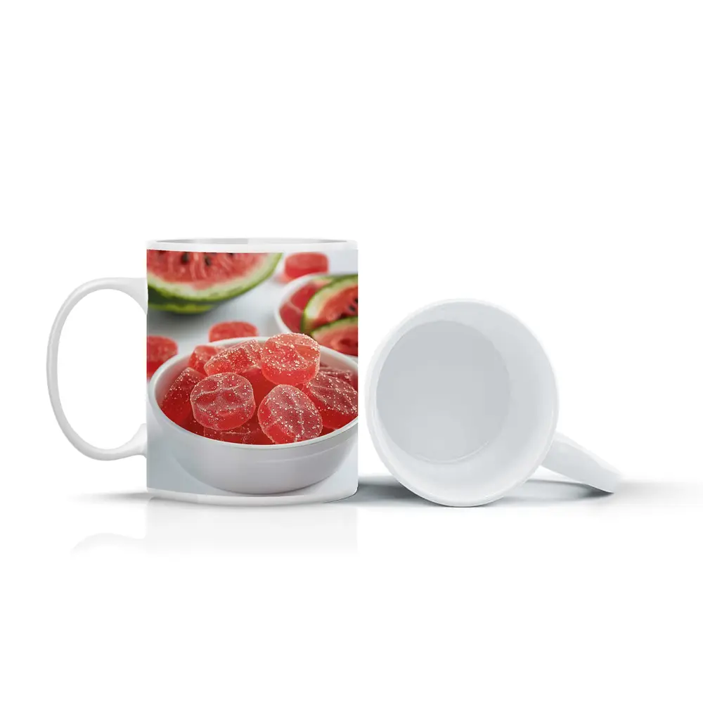 Watermelon Sour Gummy Candies White Bowl – Mugs