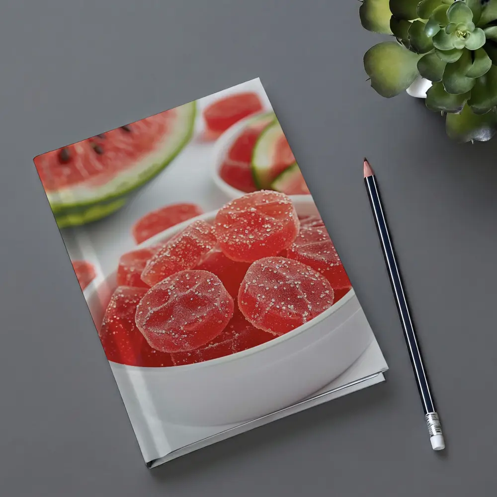 Watermelon Sour Gummy Candies White Bowl – Notebooks