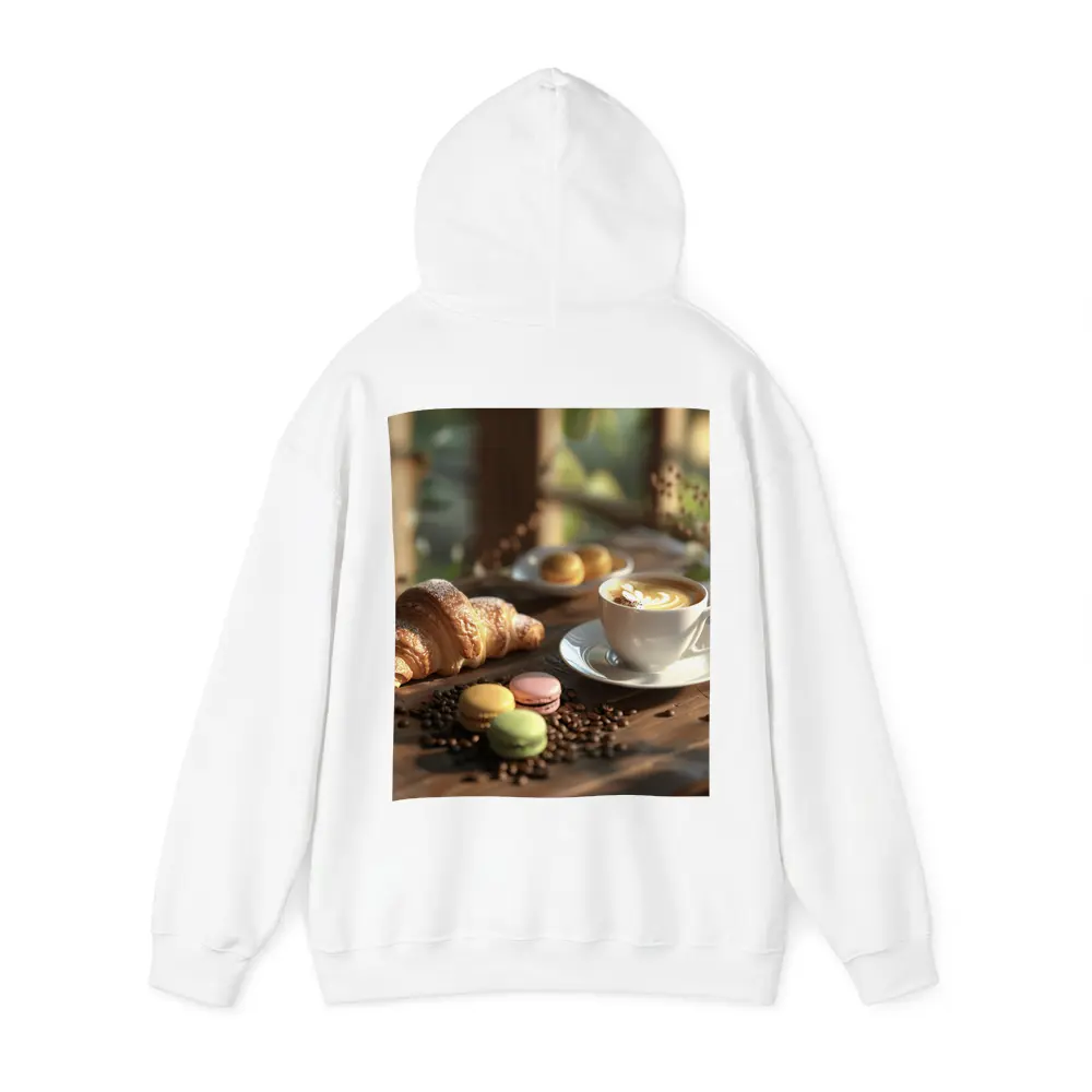 Croissant Latte Macarons Cozy Cafe Morning – Hoodies