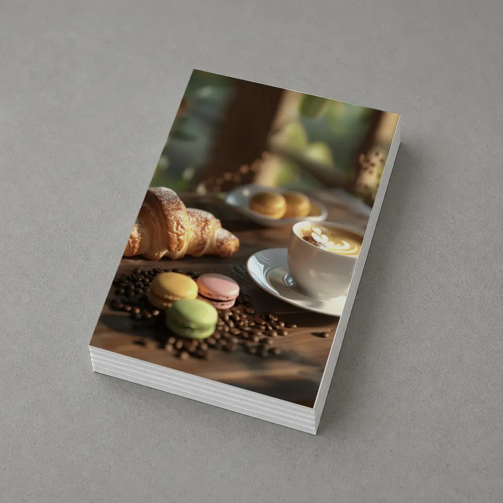 Croissant Latte Macarons Cozy Cafe Morning – Postcards