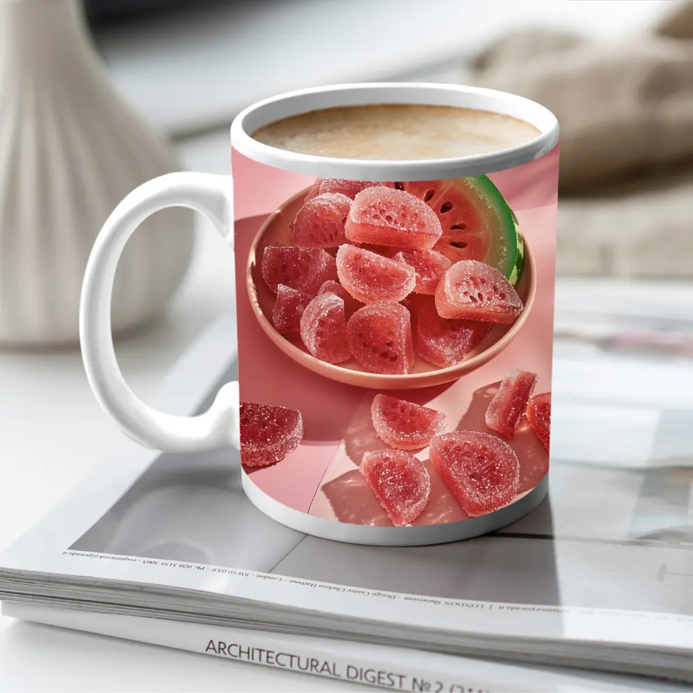 Watermelon Gummy Candies Pink Sugar Coated – Mugs